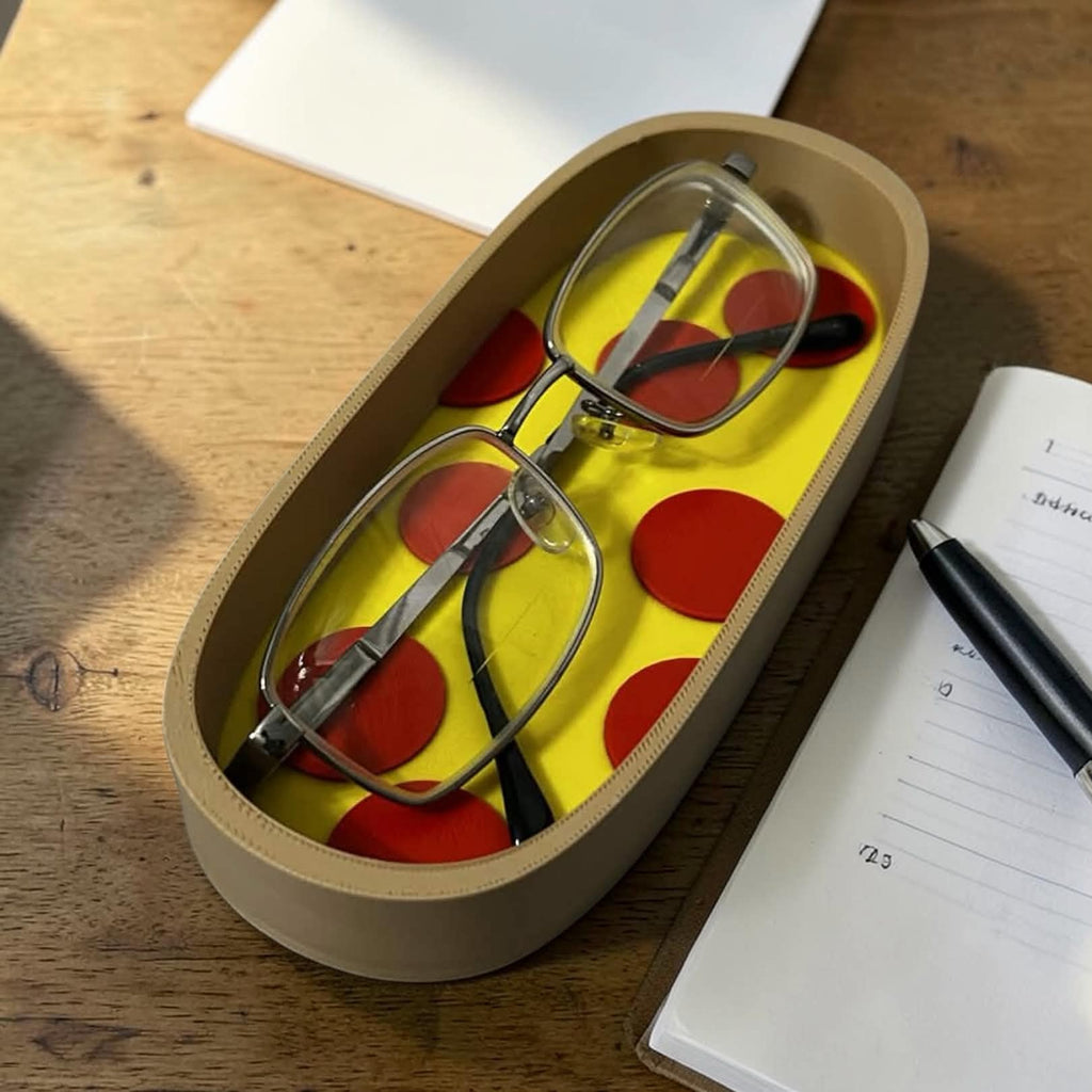 Pepperoni Pizza Glasses Holder – Fun Food Themed Eyeglass Tray for Home or Office Decor